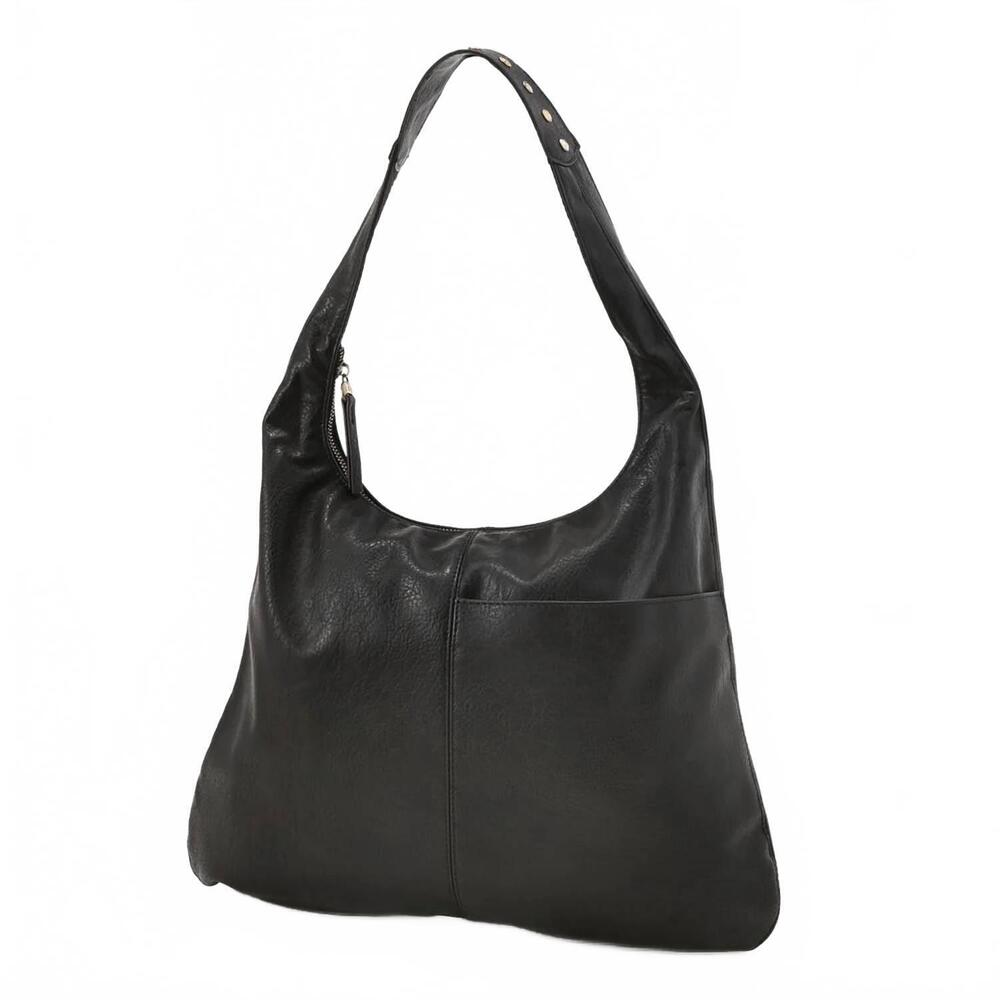 NEW JOY SUSAN women's harley faux leather studded hobo bag in black